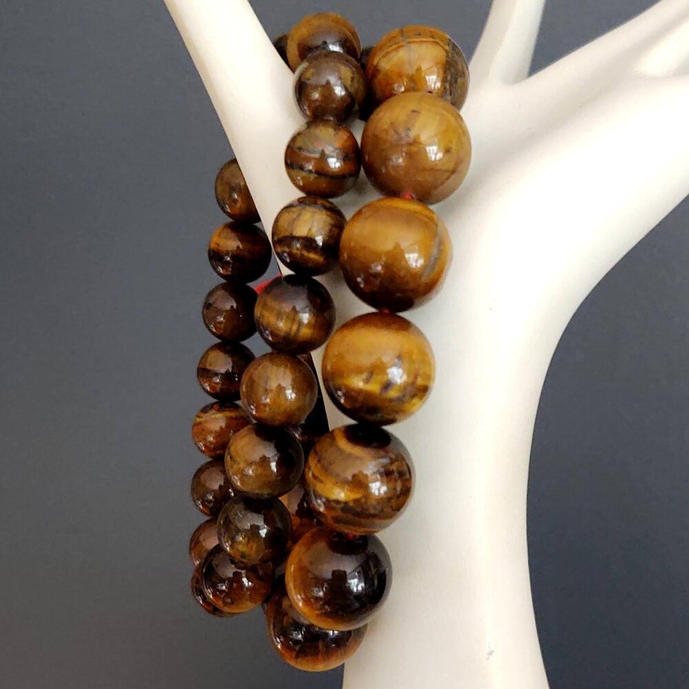 2 tiger's eye beaded stretch bracelets